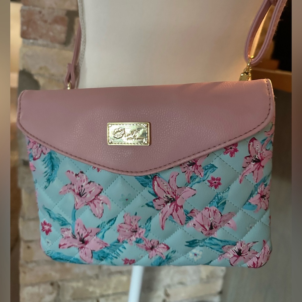 Betsey Pastel Pink and Floral Crossbody Bag
